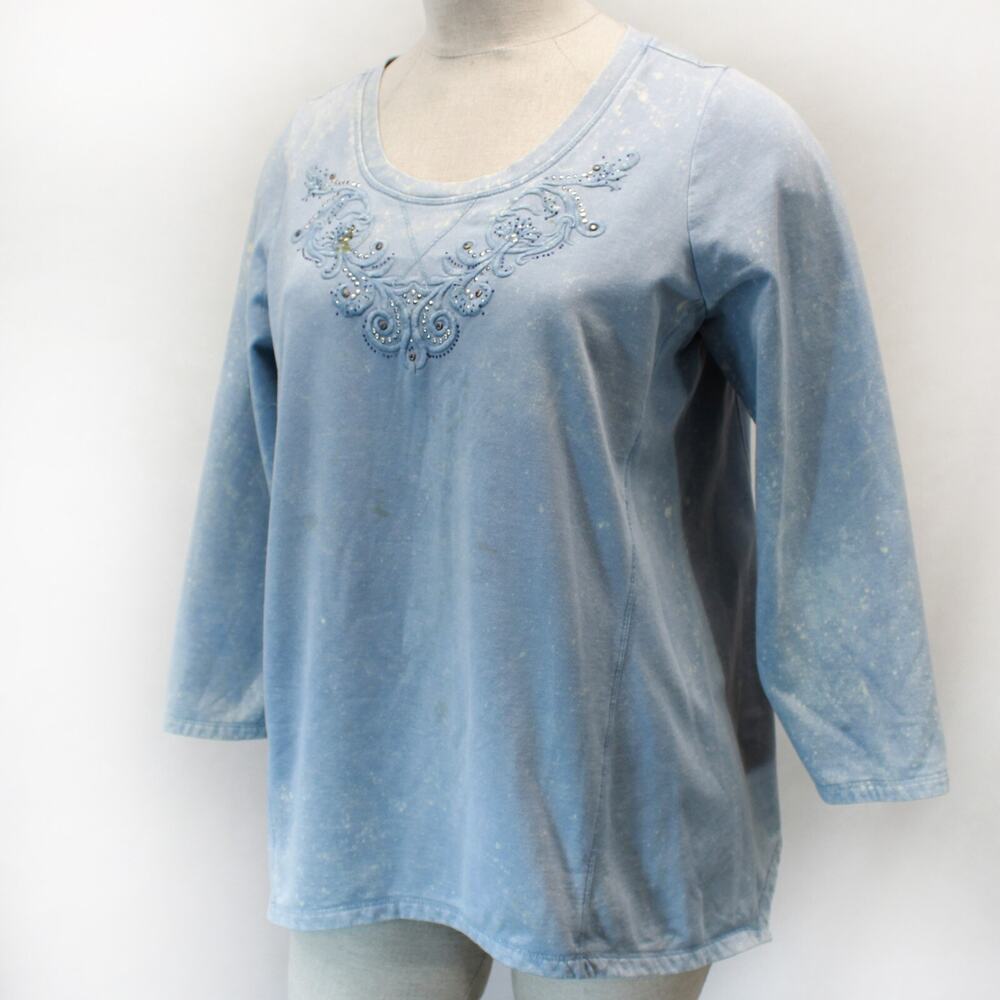 Avenue Light Blue Embroidered Studs Sweatshirt Top Size 18/20